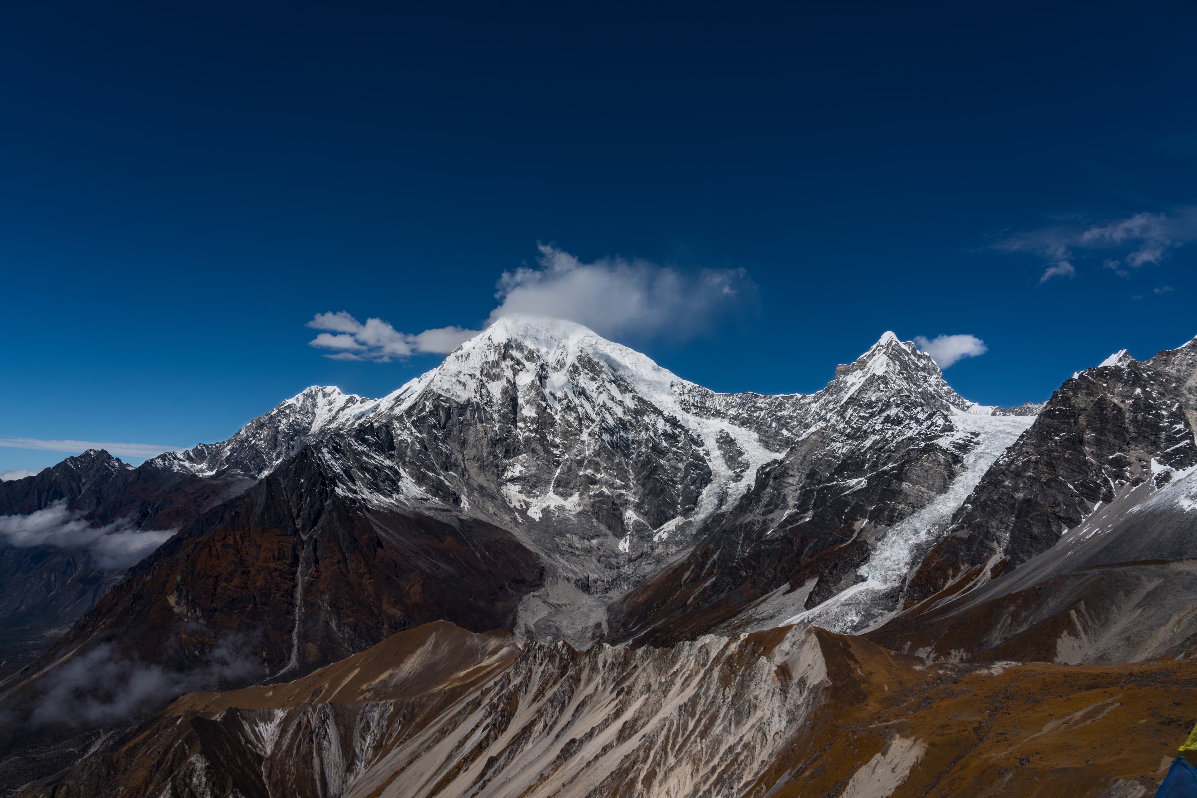 Langtang Lirung Mountain seen from Tserko Ri Peak in Kyanjin Gompa